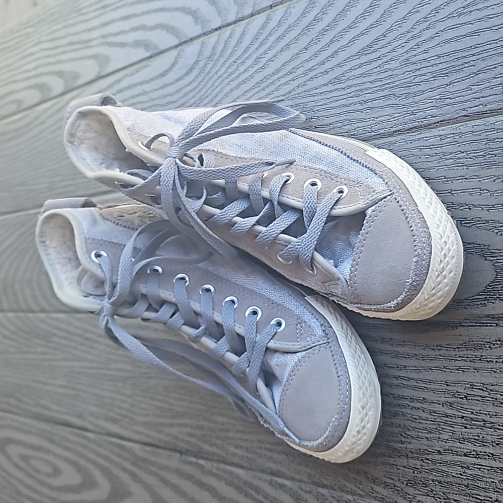 CONVERSE All Stars Elise Tweed & Suede Gray High Tops Faux Fur Women's 8.5